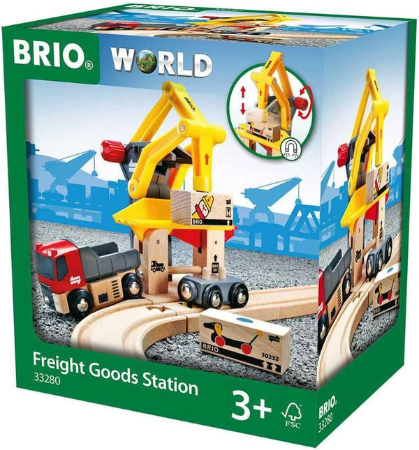BRIO World 33280 Freight Goods Station | Versatile Toy Train Set for Kids, Sustainable Wood Construction