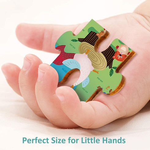 24 Piece Puzzles for Kids Ages 3-5 - Forest Musicians Wooden Jigsaw for Toddlers 2-5 with Puzzle Tray