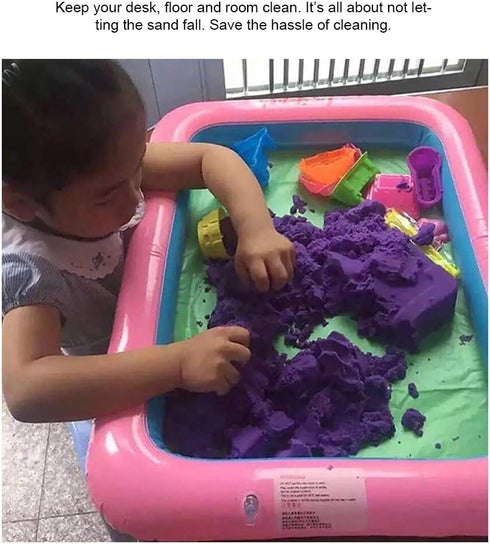 Topwon Inflatable Sand Tray for Kids, Portable Sand Box with Sand Molds, Random Color, 29x39
