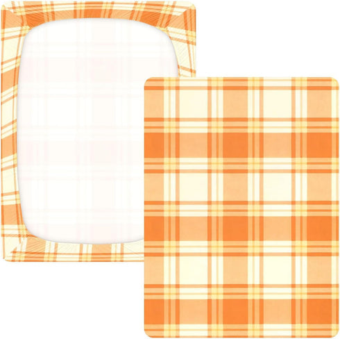 JUNZAN Orange Scottish Plaid Baby Crib Sheets Cotton Fitted Crib Sheets for Boys