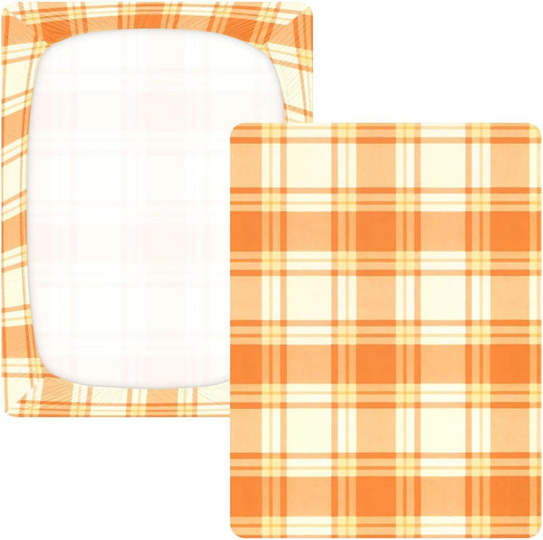 JUNZAN Orange Scottish Plaid Baby Crib Sheets Cotton Fitted Crib Sheets for Boys