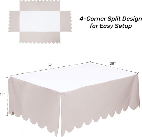 100% 400 Count 52"X28" 14" Scallop Edge Crib Skirt Ivory, Egyptian Cotton Thread Crib Skirt Dust Ruffle,Double