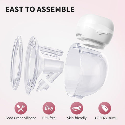 12 3 1200mAh Noise,21/24/27mm Painless,2 Pack Wearable Hands Free Levels Modes Electric with Battery,Leak-Proof