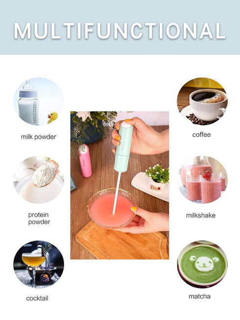 Handheld Electric Formula Stirrer, Milk Frothers, Handheld Drink Mixer (Blue)