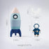 Silicone Rocket Stacking Toy, Space Rocket Teething Toy, Early Learning Stacking Tower for Infants (Blue)