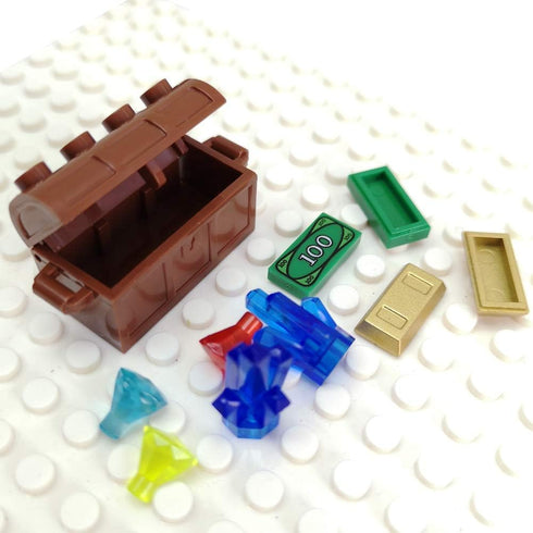 ZHX Treasure Accessories Building Blocks Set for Kids, Jewel Chest, Gems, Crystals, $100 Cash Toy