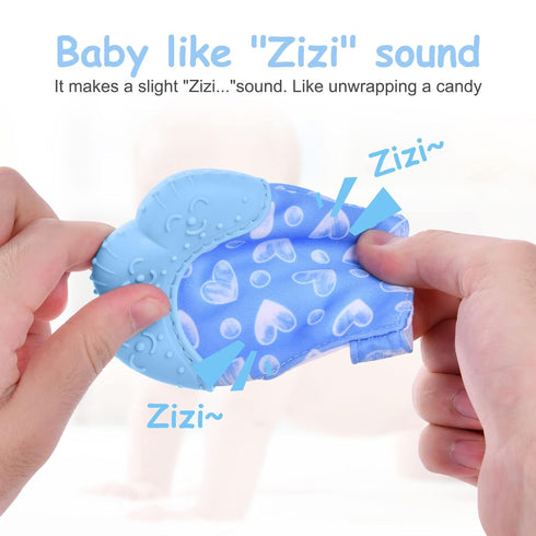 2Pack Silicone Teething Mitt, Safe Silicone Teething Toys for 0-12 Months, Soothing Infant Mitten Pain Relief