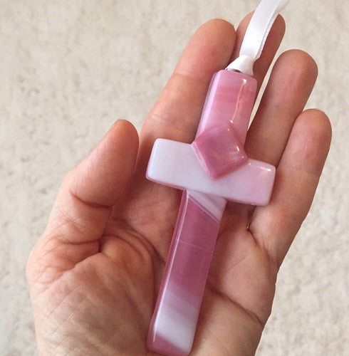 Handmade Glass Cross for Mother - Unique Gift with Poem for Christmas, Mother's Day, Birthday
