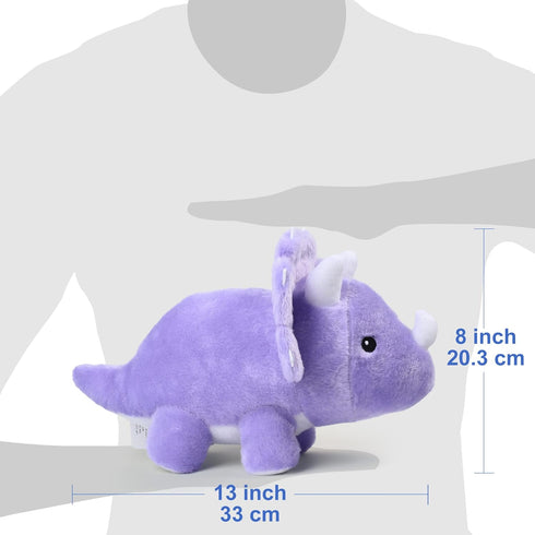 BenBen 13” Dinosaur Stuffed Animal, Cute Triceratops Plush Toys for Kids, Purple Baby Shower Birthday Gifts