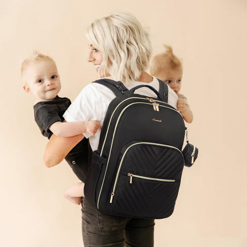 Backpack, LOVEVOOK Diaper Bag Quilted Baby Bag with Changing Pad & Pacifier Holder, Waterproof Travel Diaper Bags