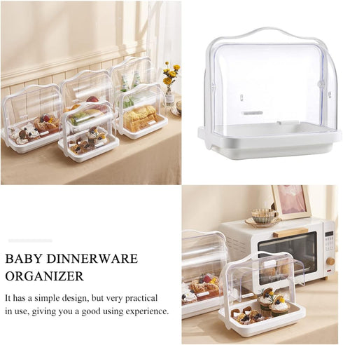 Luxshiny Handheld Bottle Organizer with Lid Large Transparent Storage Box for Milk Bottles Pacifiers and Dishes