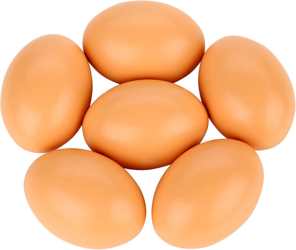 Fane 6Pcs Wooden Faux Fake Eggs, Children Play Kitchen Game Food Toy -