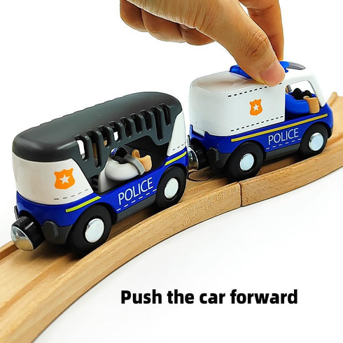 Magnetic Trains Cars Playset - Wooden Train Track Accessories Station Wagon Train Set for Toddlers 3-5