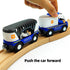 Magnetic Trains Cars Playset - Wooden Train Track Accessories Station Wagon Train Set for Toddlers 3-5