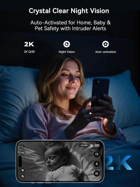 Outinput 2K 2-Way 2-Pack Indoor Security Camera, WiFi Home Camera for Baby Monitor/Pet/Dog, Motion Detect, Night