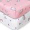 Girl Crib Sheets 2-Pack, Fitted 52'' x 28'' for Standard Crib &