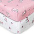 Girl Crib Sheets 2-Pack, Fitted 52'' x 28'' for Standard Crib &