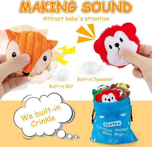 10 Pack,Texture teytoy Sensory Bean Bag for Kids Sensory Beanbags,Sensory Toys for Autism,Animal Sensory Fine Motor