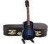 Dselvgvu Wooden Miniature Guitar with Stand and Case, Classic Blue Model for Dollhouse Decoration, 5.12"x1.86"x0.68"
