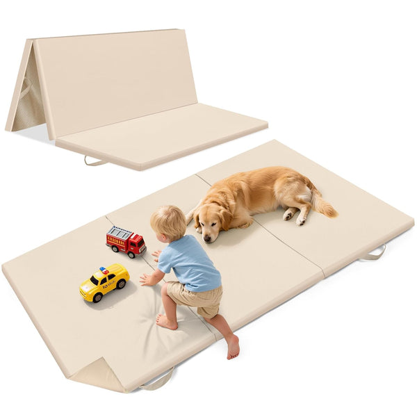 39X59Inch Vegan Leather Play Mat for Baby Trifold Thick | Soft Padded