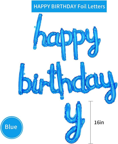 BEISHIDA Blue Happy Birthday Balloons Banner, 16 Inch Mylar Foil Birthday Letters Balloons for Kids Adults Ocean Theme