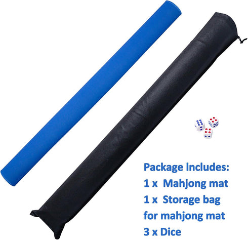 (Blue,31.5 inches), Large Mahjong Mat with Black Carrying Bag Anti Slip and Noise Reduction Table Cover for Mahjong