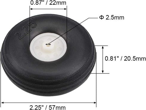 uxcell Tire and Wheel Sets for RC Airplane,PU Sponge Tire with Plastic Hub,2.25" 2pcs