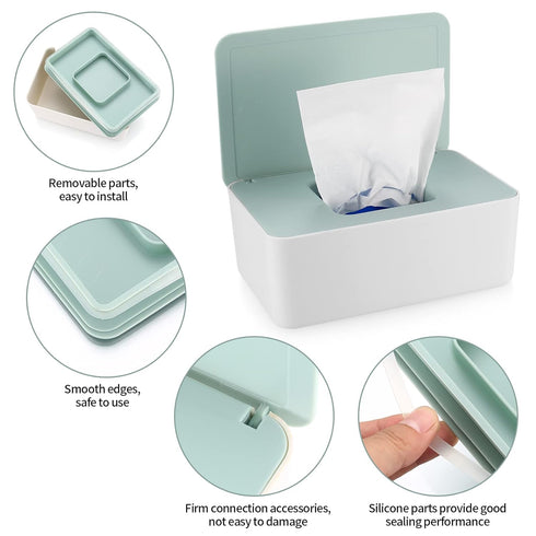 XhjzgcTech 2Pcs Diaper Wipes Dispenser, Refillable Wipe Container, Wipe Container with Sealing Design Lid, Keep Wipes