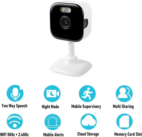 Pomya 3MP 2K WiFi Security Camera, HD Indoor Camera with PIR Motion Detection Human Tracking, Two Way Audio Night