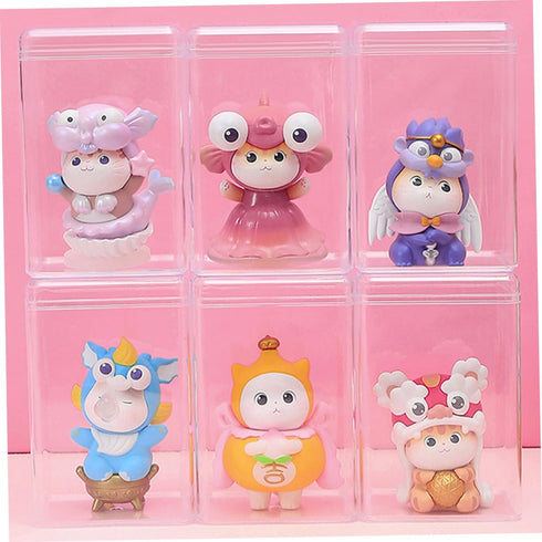 Abaodam 6pcs Box Display, Plastic Container Mini Toy Container for Baby Doll, Acrylic Display Case for Figurines