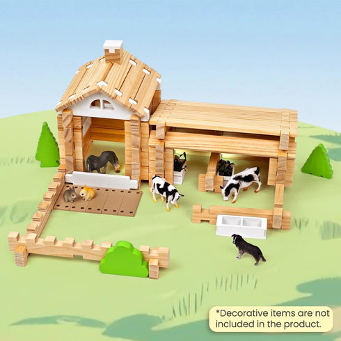 107 4-8 Jovi-mindlyNotchies Pcs Wooden Blocks Toys with Door and Windows,Classic Old Fashioned Toys,Wooden Building