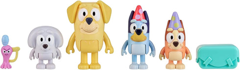 Bluey Figure 4-Pack - Pass The Parcel Character Figures with Accessories, 2.5-3 inch