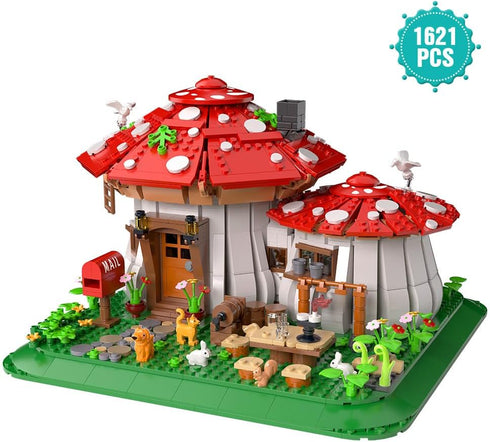 Set 1621pcs RAVAYO Mushroom House Building Blocks - Unique Design Creative Building Toy for Adults and Teens Mini Brick