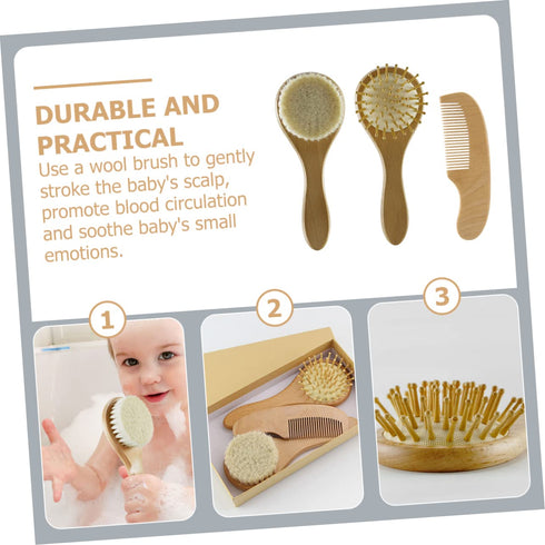 Set Totority Baby Hair Brush Woolen Brush for Toddlers Newborn Care Kit Easy to Use