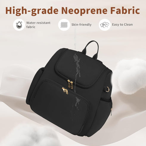 Backpack CEI-CEI Neoprene Diaper Bag Stylish Baby Maternity Bags Travel Tote for Mom with Insulated Pockets, Changing