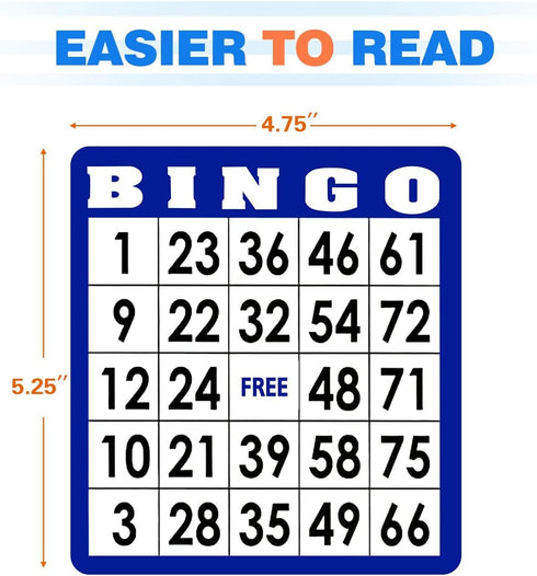100-Pack Multi-Color Bingo Game Cards Set with Easy Read Numbers, Reusable Paper Bingo Sheets for Large Groups, Family/Friend Parties, Kids School Classroom Games