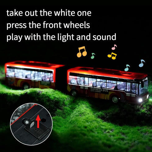 City Bus Toy for Kids, Metro Articulated Electric Bus with Sounds and Lights, Die Cast Alloy Pull Back Vehicles Gift