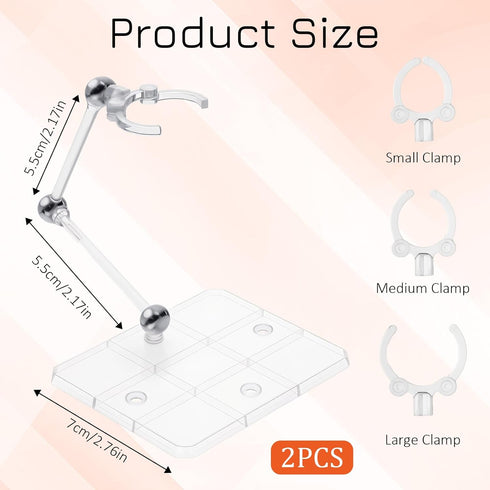Exclaith 2 Pack 3.75" 6" 1/144 Action Figure Stand Assembly Action Figure Display Holder Base Doll Model Support Stand