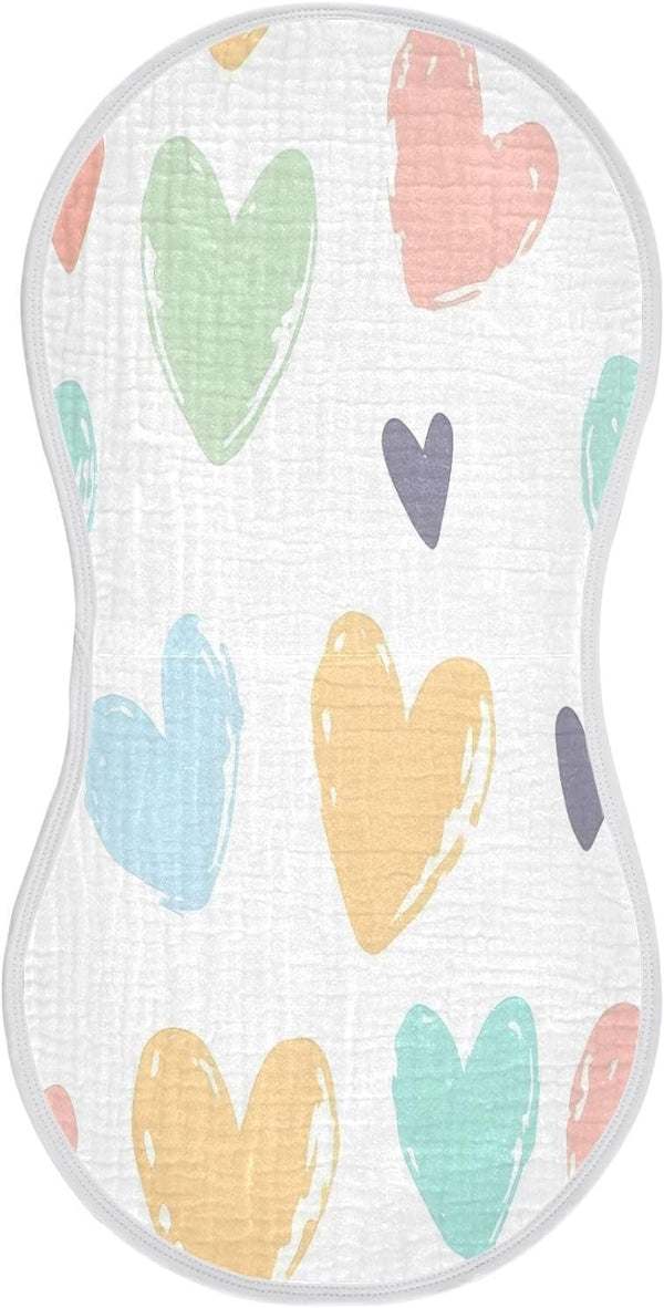 YETTASBIN Love Heart Muslin Baby Burp Cloth, Super Soft Absorbent Cotton Burp Rag