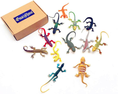 Guaishou 12pcs Artificial Model Reptile Lizard Animal Figures Kids Gift