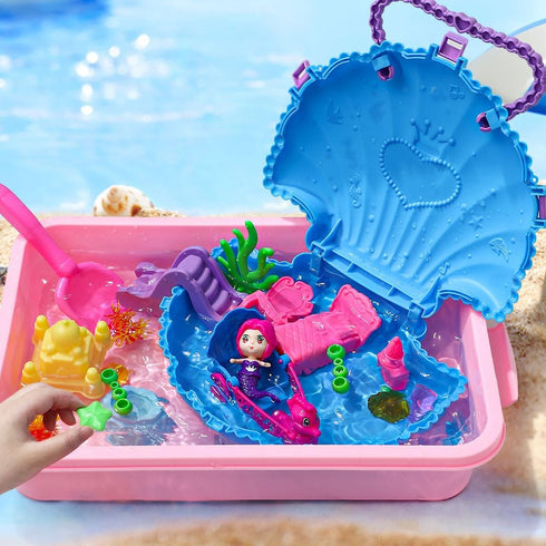 2lb 6 3 4 5 6 7 8 G.C Ocean Mermaid Sensory Bin for Girl Kid Toy, Play Sand/Large Sea Shell/Sandbox/ Castle