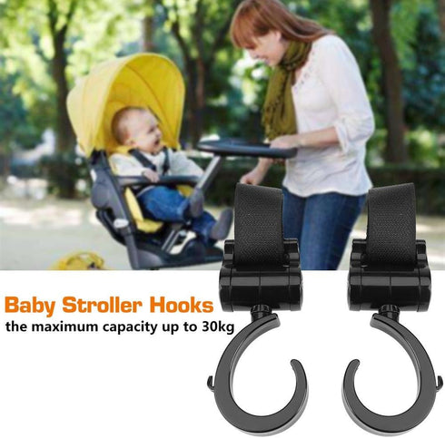 Fdit 2Pcs Stroller Hooks, ABS Plastic 360° Rotation Baby Stroller Pushchair Hooks for Diaper Bags
