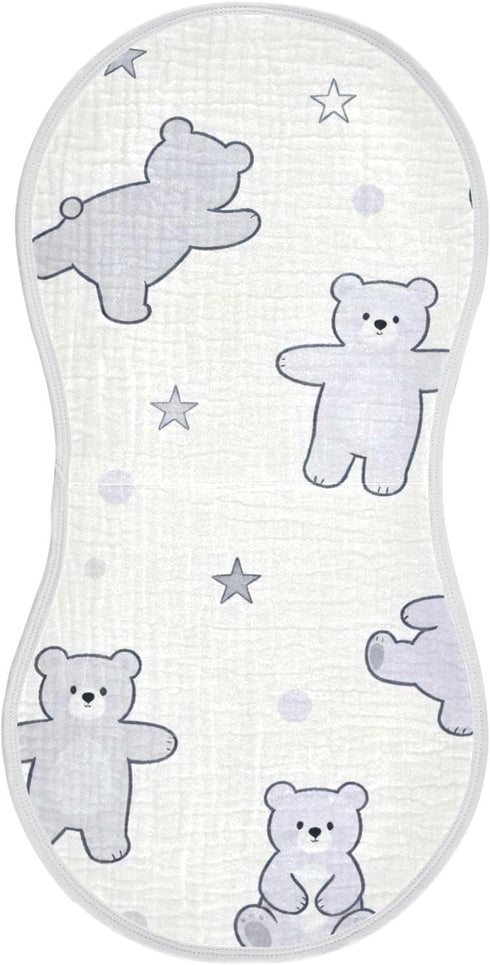 decor gift Cotton Burp Cloths Muslin Soft and Absorbent? Lilac Funny Bear wash Cloths