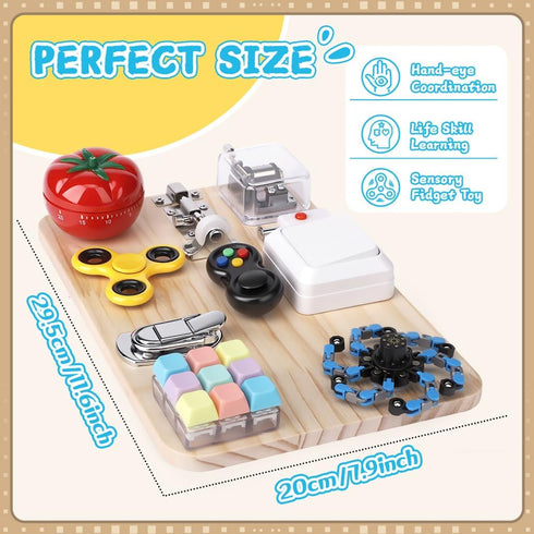 LNCOJOLM 3 4 5, Busy Board for Toddler Kid Early Development, Fidget Sensory Learning Motor Skills Montessori Toy