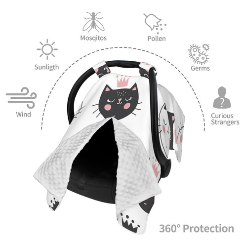 Hcpwzrf Adorable Cat Baby Car Seat Cover & Nursing Cover - Breathable Stretch Multi-Use Cover for Breastfeeding