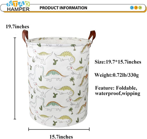 NTAOHAMPER Dinosaur Laundry Hamper, laundry Basket, Waterproof Storage Bin for Bedroom, Clothes Organizer Basket, Room