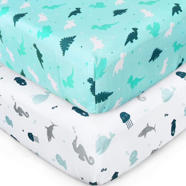Crib Sheets for Boys or Girls 2-Pack, Fitted Crib Sheet 52'' x
