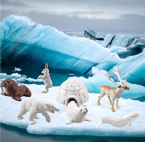 10pcs Arctic Animals Figurines - Mini Arctic Animal Toy Set for Kids, Educational Playset and Cake Toppers