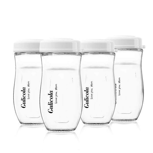 Gulicola Glass Baby Breastmilk Storage Bottles 8 oz, Wide Neck Breastmilk Collection