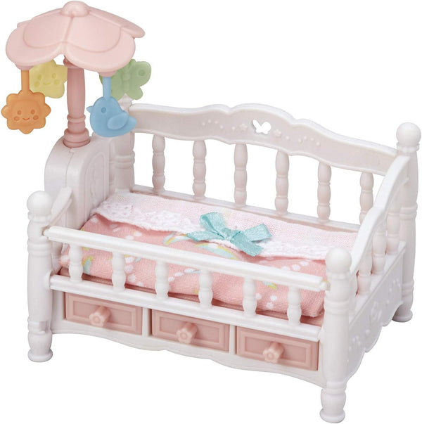 Calico Critters Crib with Mobile, Interactive Dollhouse Furniture Set with Working Features